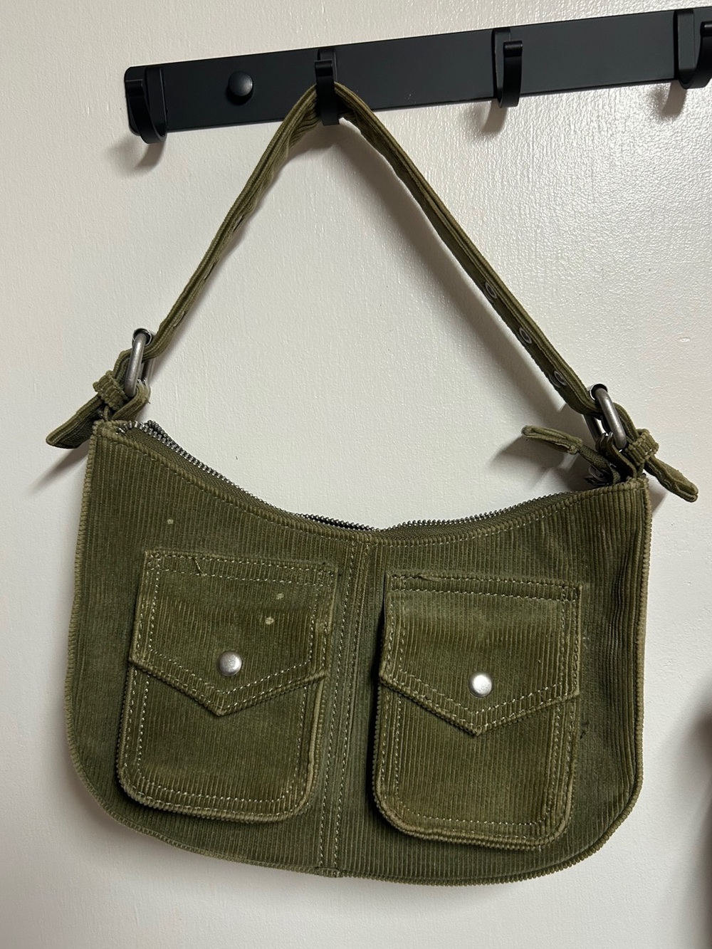 Brandy Melville Olive Green Corduroy Shoulder Bag